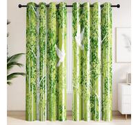 Générique Paire de Rideaux Bouleau, Feuille Verte, Colombe, Plante | Style Nature boisée sereine - Rideaux Isolants et Insonorisés pour Chambre