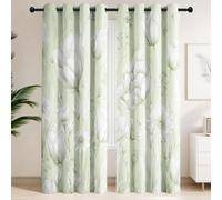 Générique Paire de Rideaux Fleurs Tulipes Marguerites Feuilles | Style Éthéré Monochrome Élégant Naturel - Rideaux Isolants et Insonorisés pour Chambre de Dame, Salon de beauté, Salon