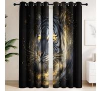 Générique Paire de Rideaux Portrait de Tigre majestueux, Prédateur Sauvage | Rideaux à Oeillets avec Isolation Thermique et Phonique - Fantaisie surréaliste, mystérieux affirmé pour Chambre parentale