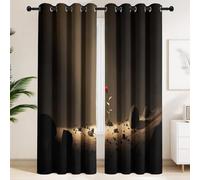 Générique Paire de Rideaux Roses et Désert | Style Surréaliste, Style Cinéma, Artistique - Rideaux Isolants et Insonorisés pour Gaming Room, Chambre