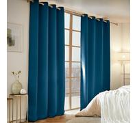 Générique Paire de Rideaux uni occultant prêt a Poser 2x140x240 Opaque 8 Anneaux Polyester Existe en Plusieurs Couleurs (Bleu petrole)