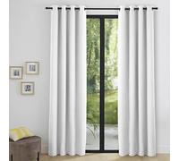 Générique Paire de Rideaux uni occultant prêt a Poser 2x140x240 Opaque 8 Anneaux Polyester Existe en Plusieurs Couleurs (Blanc)
