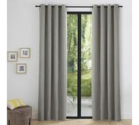 Générique Paire de Rideaux uni occultant prêt a Poser 2x140x240 Opaque 8 Anneaux Polyester Existe en Plusieurs Couleurs (Gris Clair)