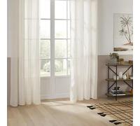 Générique Paire de Voilage Uni - Prêt à Poser - 2 x 140 x 240 cm - Tissu Transparent Léger - 8 Œillets Argent -100% Polyester - Plusieurs Couleurs Disponibles (Beige)