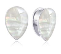 Générique Paire d'Extenseurs Orecille en Coquillage Blanc Naturel - Poids Larme Suspendue pour Perçage Stretch, Bijou Titane Homme Femme