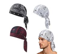Générique Paisley Cooling Headscarf Cap Set, Breathable Motorcycle Pirate Head Wrap Safety Helmet Liner, Elastic Fit, Men Women (3PCS-b)