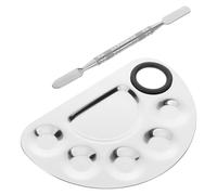 Générique Palette Cosmétique en Acier Inoxydable 2 Pièces Spatule, Palette Semi-Circulaire Compacte, Outils Nail Art pour Artistes et Voyage, Mélangeur pour Vernis à Ongles