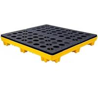 Générique Palette Robuste pour fûts avec Drain et Plateau à Grille Amovible en polyéthylène, Solution Polyvalente de Confinement des déversements d'hydrocarbures pour Gar