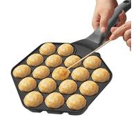 Générique Pan, Balls Maker Pan, 16.73x7.68inches, 18-Cavity Cookware, Non-Stick, Medium Size, Black, 1 Piece, Japanese Cuisine, Beginners, Professionals, Housewife, Culture Enthusiasts