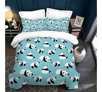 Générique Panda Ensembles de Literie Mignon Housse de Couette 135x200 Parure de Lit ImpriméE en Microfibre, Housse de Couette 3D pour 1 Personne avec 2 Taies d'oreiller 50x70 Cm