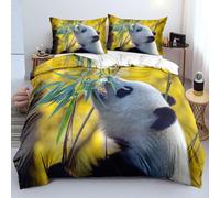 Générique Panda Housse de Couette Imprimée 3D - 100% Microfibre Mignon Set de Literie 3 Pièces - 2 Taies d'oreiller, Doux et Respirant, Fermeture éclair et Attaches d'angle