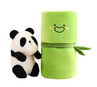 Générique Panda Peluche avec Couverture de Bambou, Panda avec Peluche Bambou - Gamin Jouet Mignon Dessin Anime Super Doux en - Oreiller Animal en Confortable, Compagnon de Sommeil pour pour Le c