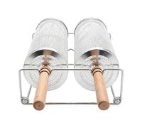 Générique Panier à Griller avec Rotation,Cage à légumes en Acier Inoxydable transportable,Panier à Griller pour l'extérieur - pour Camping, Jardin, Terrasse, Crevettes, Frites, Légumes