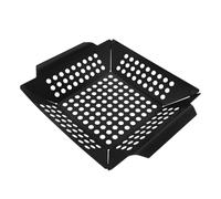 Générique Panier à Griller en Fer Noir 0,7 Mm 20,5 X 25 X 4 Cm Revêtement Antiadhérent, Plateau Multifonction pour Barbecue Extérieur, Ustensile Pratique pour Légumes et Viandes, Accessoire