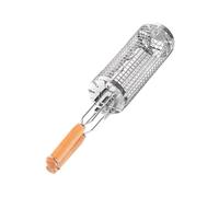 Générique Panier à Griller roulettes, paniers Portables en Acier Inoxydable for Poisson, crevettes, Viande, légumes, Frites, Accessoire for Barbecue(50.5x9.8 cm)