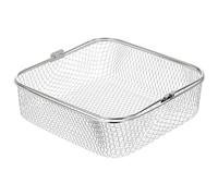 Générique Panier avec Design Perforé Carré pour Circulation D'air Optimale Airfryer en Acier Inoxydable Accessoire pour Friteuse à Air Argenté, pour Poulet Frit et Snacks