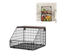 Générique Panier Corbeille A Fruit Murale Pour La Cuisine, Empilable Panier Rangement Pour Fruit Basket Avec 4 Crochets De Cintre De Banane, Corbeille En Métal Pour Ranger Les Fruits Et Les Légumes