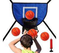 Générique Panier De Basket pour Trampoline - PVC + Coton Perlé 49x36cm | Panier De Souple Réglable avec 4 Ballons | Accessoires De Trampoline pour Jardin Pelouse Salle De Sport