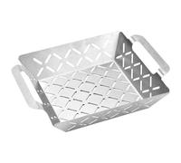 Générique Panier de Cuisson au Gril - Panier À Griller Compact - Grille De Cuisson en Acier Inoxydable Renforcée pour Camping Viande Légumes Crevettes