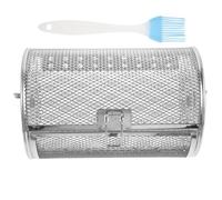Générique Panier de Four en Acier Inoxydable avec Brosse Cage Rôtissoire Rotative pour Friteuse à Air Chaud Accessoire de Cuisson Polyvalent pour Four et Barbecue 1 Couleur Aléatoire