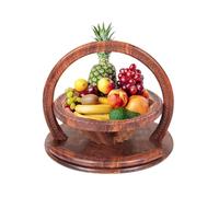 Générique Panier de fruits en bois avec poignée, 4 parties pliables circulaire | Assiette sculpture fait à la main pour tables cuisine, et plus encore, amélioran