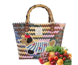 Générique Panier De Plage En Rotin | Sac À Main En Paille Rétro Style Chien,Panier Sac Main Tressé Pour Courses Voyage Travail Mariage Vacances Pique-Nique Anniversaire