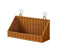 Générique Panier de rangement adhésif avec systèmes de à, L | Extérieur en faux rotin tissé en PP, cadre interne en métal, rangement visible pour les articles essentiels de la
