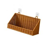 Générique Panier de rangement adhésif avec systèmes de à, M | Extérieur en faux rotin tissé en PP, cadre interne en métal, rangement visible pour les articles essentiels de la