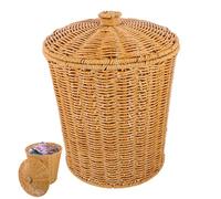 Générique Panier De Rangement Avec Couvercle Panier De Rangement En Osier Piscine Ronde Grand Panier Rond Panier Tissé Poubelle Panier De Rangement Tissé Poubelle En Osier