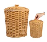 Générique Panier De Rangement Avec Couvercle Panier De Rangement En Rotin Panier De Basket-Ball Panier À Papier Tissé Bacs Blancs Panier À Linge Roues Doublure Pétoncle Poubelle De Bureau
