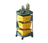 Générique Panier De Rangement en Plastique, Étagère Rotative for Fruits Et Légumes,Chariots D'étagère De Rangement,Panier Amovible, for Salle De Bain, Cuisine À Domicile(Yellow,3 Tiers)