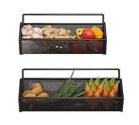 Générique Panier de Rangement Mural en métal pour Cuisine - Étagère Murale sans perçage - Panier de Rangement pour Cuisine et Salle de Bain - Convient pour Fruits, légumes, shampoing et Petits Objets