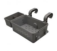 Générique Panier de Rangement Piscine avec Porte-Gobelet Intégré - Fixation Bord Piscine Hors Sol pour Jouets, Snacks, Résistante Maille Épaisse - Compatible Rail Supérieur 3" (GrisA)