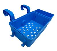 Générique Panier de Rangement Piscine avec Porte-Gobelet Intégré - Fixation Bord Piscine Hors Sol pour Jouets, Snacks, Résistante Maille Épaisse - Compatible Rail Supérieur 3" (BleuA)