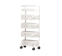 Générique Panier De Rangement Rotatif avec Fermeture Magnétique, Étagère for Pommes De Terre avec roulettes, Étagère Rotative for Fruits Et Légumes, Panier Amovible(White,5 Tiers)