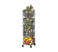 Générique Panier De Rangement Rotatif, Étagère De Salle De Bain en PVC + Tube en Acier Inoxydable, Étagère Rotative for Fruits Et Légumes, Facile À Déplacer Et À Nettoyer(Color 2,5 Tiers)