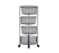 Générique Panier De Rangement Rotatif, Étagère De Salle De Bain en PVC + Tube en Acier Inoxydable, Étagère Rotative for Fruits Et Légumes, Facile À Déplacer Et À Nettoyer(Color 3,4 Tiers)