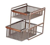 Générique Panier de Rangement sous Évier Organisateur de Placard Tiroir Coulissant Étagère à 2 Niveaux En Acier Inoxydable Robuste Approprié pour La Cuisine La, Grand