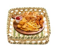 Générique Panier de Service | Corbeille à Fruits Tressée,Plateau Alimentaire Rustique à Fond Plat Creux pour Légumes Pique-nique Ferme Fruits Décoratif