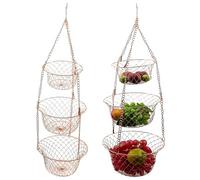 Générique Panier de stockage de légumes en fil ferré - Porte-produits de suspension à 3 niveaux, organisateur pliant | Rack de cuisine à l'espace avec conception solide, à plusieurs usage pour le