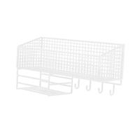 Générique Panier Mural Suspendu Organisateur de Fruits Légumes Métal Rangement Épices Convient pour Cuisine Salle de Bain Buanderie Garde-robe, White L with Hook