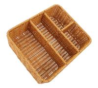 Générique Panier Osier Marron en Plastique Compartiments Multiples, Bac de Rangement Polyvalent et Organisateur Pratique pour Bureau, Snack ou Coiffeuse