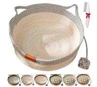 Générique Panier pour Chat en Corde De Coton TisséE à La Main,avec Tapis à Griffer IntéGré Et Jouets Animaux,Nid Pliable Respirant Et RéSistant Aux Griffures (A (sans Coussin), S (Moins de 4 kg))