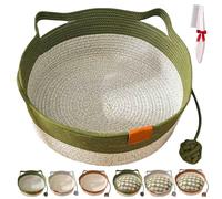 Générique Panier pour Chat en Corde De Coton TisséE à La Main,avec Tapis à Griffer IntéGré Et Jouets Animaux,Nid Pliable Respirant Et RéSistant Aux Griffures (B (sans Coussin), S (Moins de 4 kg))