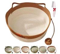 Générique Panier pour Chat en Corde De Coton TisséE à La Main,avec Tapis à Griffer IntéGré Et Jouets Animaux,Nid Pliable Respirant Et RéSistant Aux Griffures (C (sans Coussin), M (Moins de 8 kg))