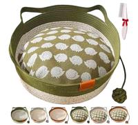 Générique Panier pour Chat en Corde De Coton TisséE à La Main,avec Tapis à Griffer IntéGré Et Jouets Animaux,Nid Pliable Respirant Et RéSistant Aux Griffures (B (avec Coussin), M (Moins de 8 kg))