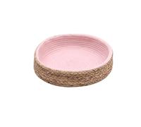 Générique Panier pour Chat en Osier tissé, nid de Couchage pour Animaux avec Tapis, Coussin d'herbe Respirant et Confortable pour Chats et Petits Chiens