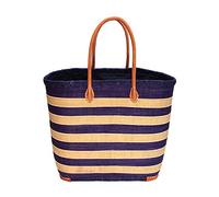 Générique Panier raphia - Madastyle - motif rayé (M, Bleu nuit)