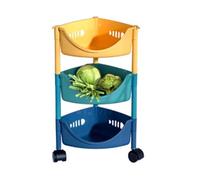 Générique Panier Rotatif De Rangement De Salle De Bain, Étagère À Légumes Rotative en PP avec roulettes, Organisateur De Rangement De Cuisine, for Fruits, Pommes De Terre(3 Tiers)