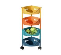 Générique Panier Rotatif De Rangement De Salle De Bain, Étagère À Légumes Rotative en PP avec roulettes, Organisateur De Rangement De Cuisine, for Fruits, Pommes De Terre(4 Tiers)